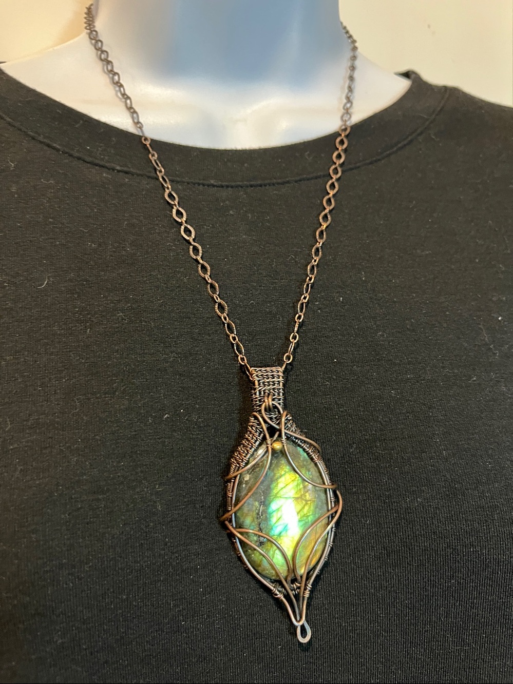 Labradorite GORGEOUS Handmade Large Pendant Wire Wrapped Necklace
